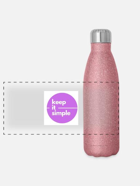 Halten Sie es einfach Design - Panorama Glitzer Isolierflasche 500 ml - Pink Glitzer - Vorne
