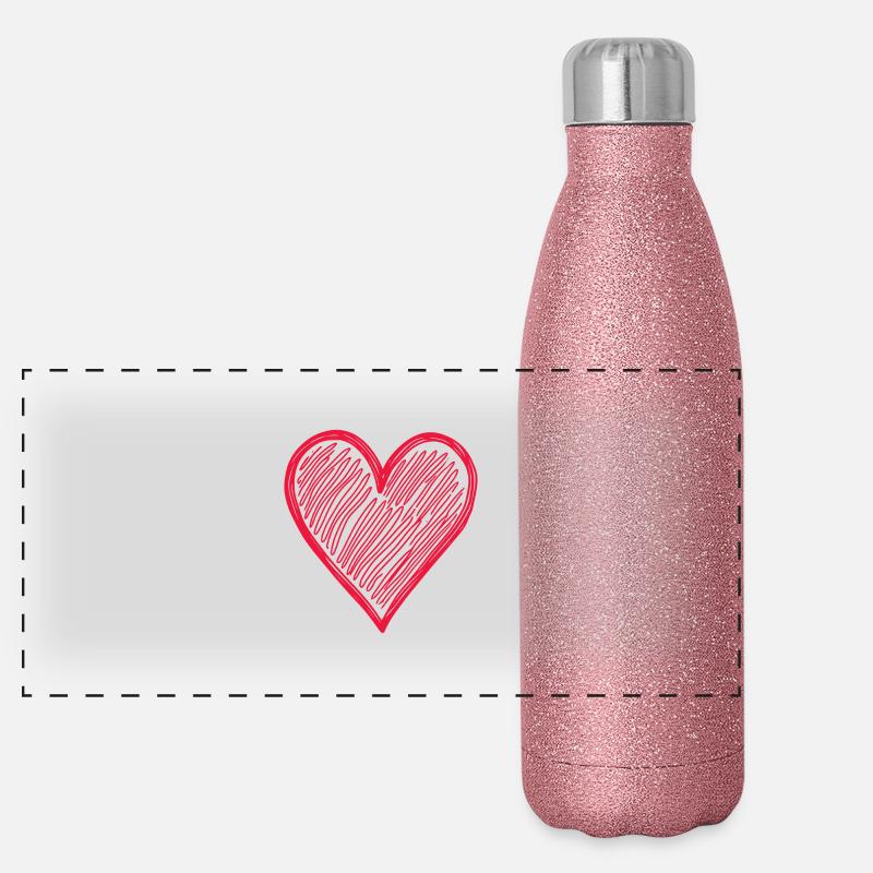 Süßes Herz Hand Gezeichnet Panorama Glitzer Isolierflasche 500 ml