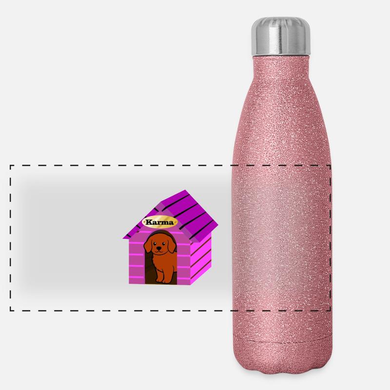Karma is' ne... - Panorama Glitzer Isolierflasche 500 ml - Pink Glitzer