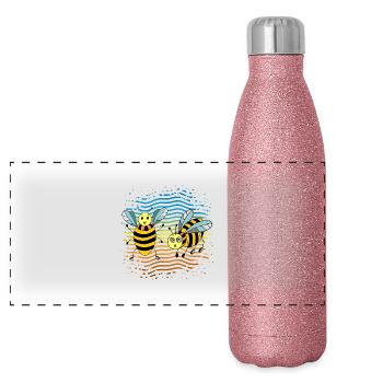 Insekten - Panorama Glitzer Isolierflasche 500 ml - Pink Glitzer - Vorne