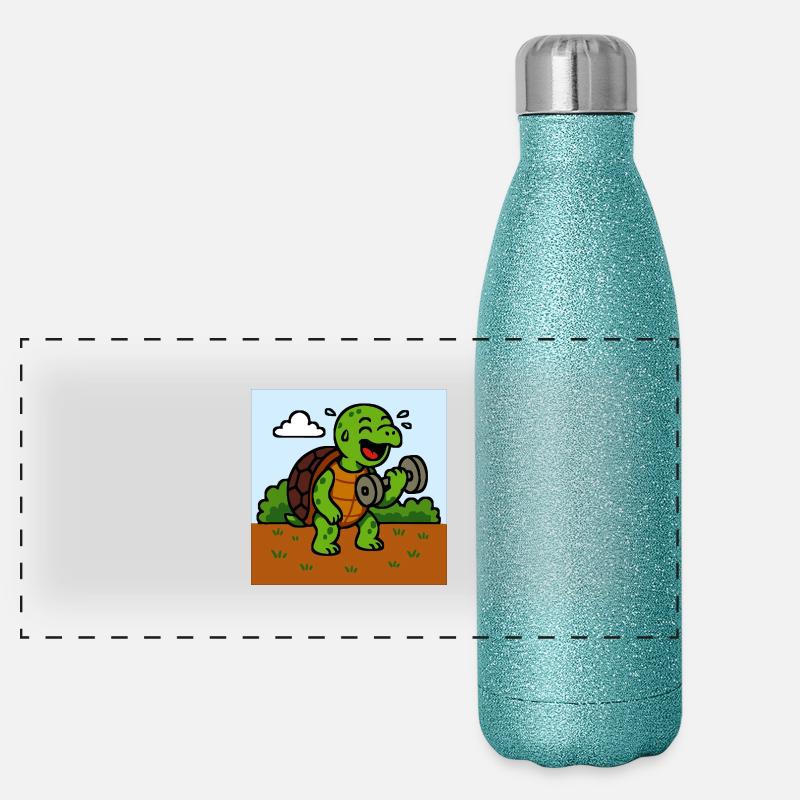 Lustige Schildkröte Comic Panorama Glitzer Isolierflasche 500 ml