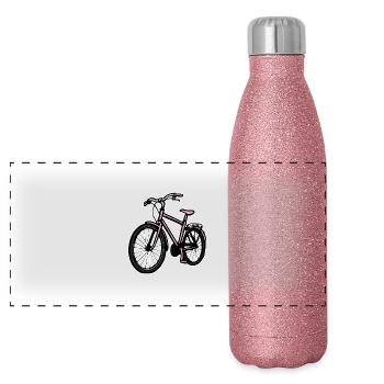 Pink Bicycle Women Girls - Panoramic Glitter Thermal Bottle 500 ml - pink glitter - Front