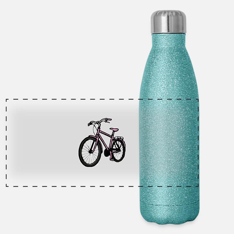 Pink Bicycle Women Girls Panoramic Glitter Thermal Bottle 500 ml