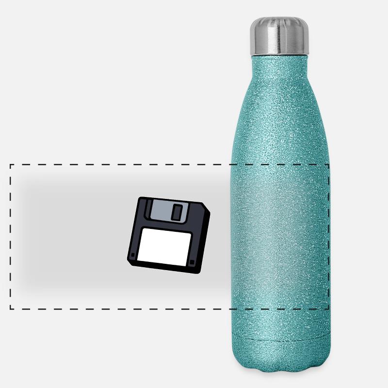 Diskette Retro Symbol Computer Panorama Glitzer Isolierflasche 500 ml