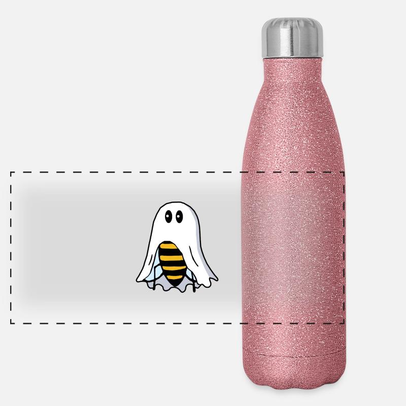 Funny Bee Disguised as Ghost Ghost Panoramic Glitter Thermal Bottle 500 ml