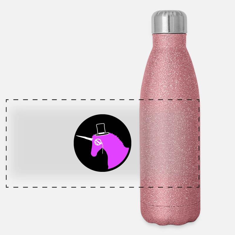 Licorne Sir Gentleman Mr. Rich Monocle Chapeau haut de forme Gourde isotherme panoramique pailletée 500 ml