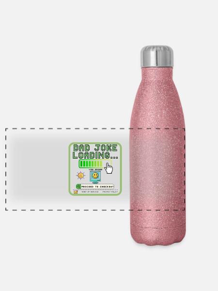 Humorvolles Papa-Geschenk - 'Dad Joke Loading' T-Shirt für - Panorama Glitzer Isolierflasche 500 ml - Pink Glitzer - Vorne