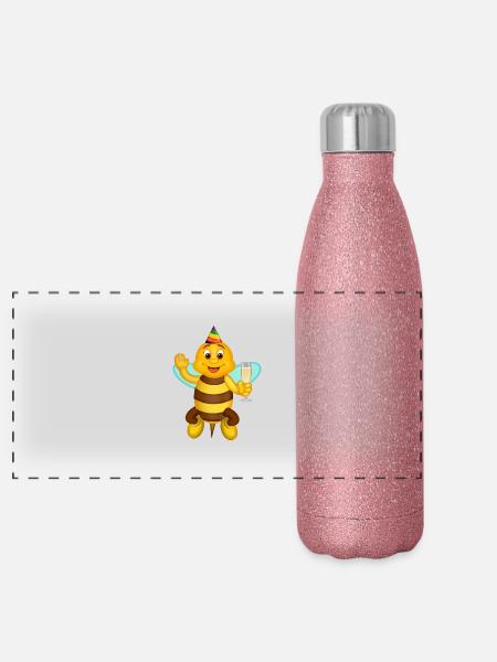 HAPBEE Nouvel An - Gourde isotherme panoramique pailletée 500 ml - paillettes roses - Devant