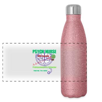 Hemd für psychische Gesundheit - humorvolle Krankenschwester. - Panorama Glitzer Isolierflasche 500 ml - Pink Glitzer - Vorne