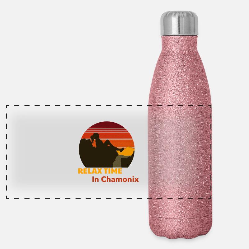 Coucher de soleil Chamonix Gourde isotherme panoramique pailletée 500 ml