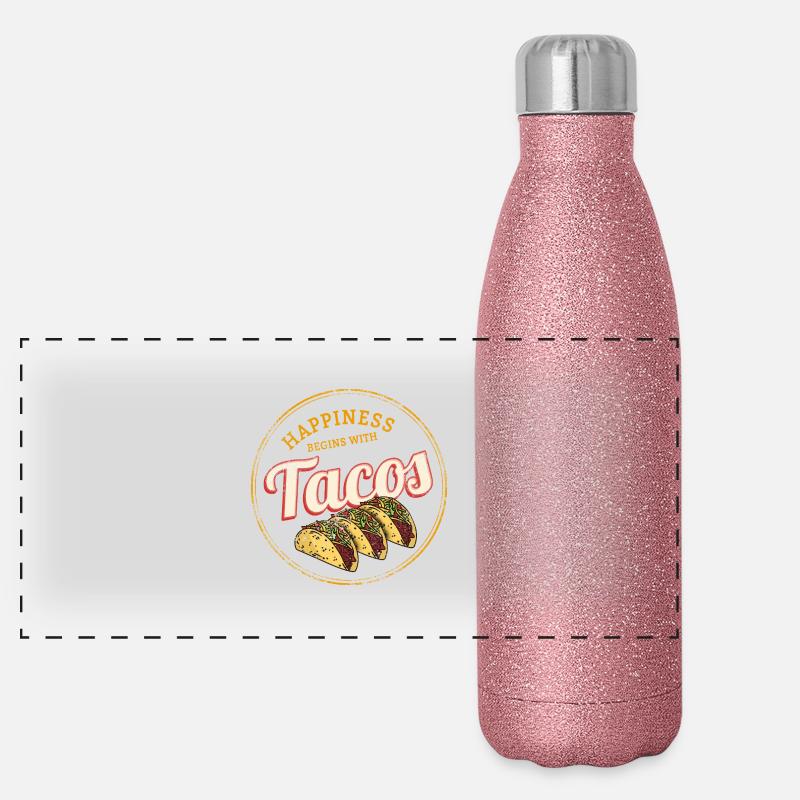 Taco Tortilla Retro Snack Vintage Salsa Design Panorama Glitzer Isolierflasche 500 ml