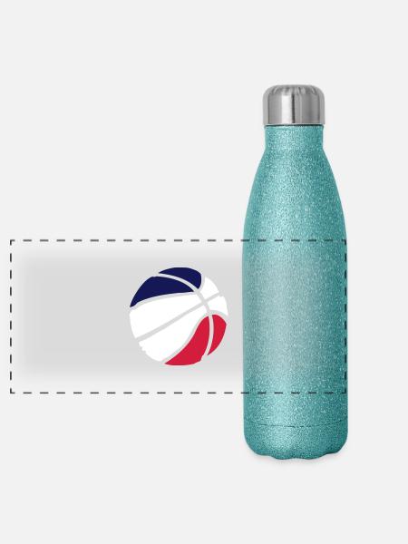 Basket-ball Basketball Basket - Gourde isotherme panoramique pailletée 500 ml - paillettes bleues - Devant