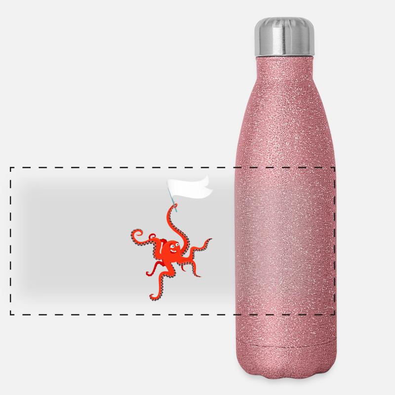 Funny octopus Paul Panoramic Glitter Thermal Bottle 500 ml