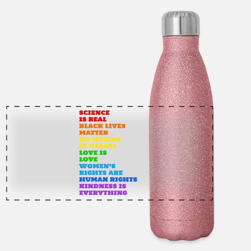 Human Rights! No one is illegal! Panoramic Glitter Thermal Bottle 500 ml