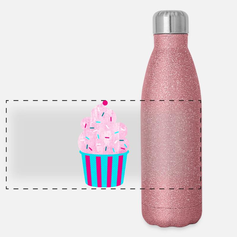 Icecream Cup Deko Eis Streifen Sommer Fun Fan Panorama Glitzer Isolierflasche 500 ml