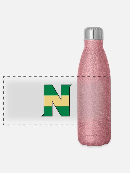 N droit - Gourde isotherme panoramique pailletée 500 ml - paillettes roses - Devant
