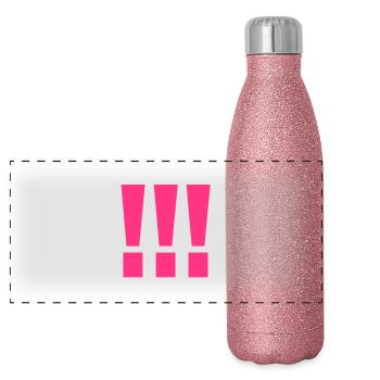 drei ausrufezeichen pink - Panorama Glitzer Isolierflasche 500 ml - Pink Glitzer - Vorne