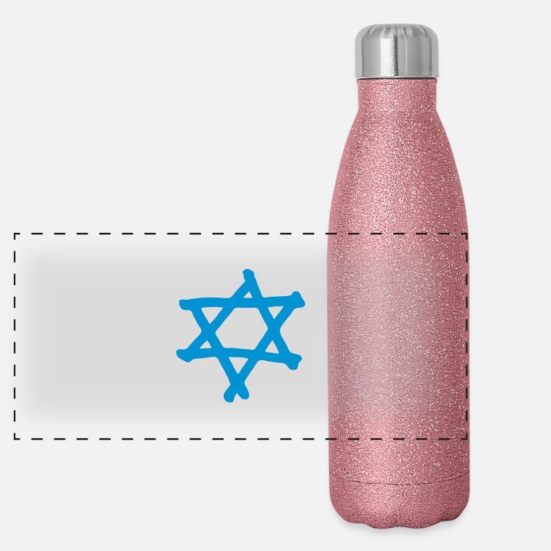 Davidstern 2 Panorama Glitzer Isolierflasche 500 ml