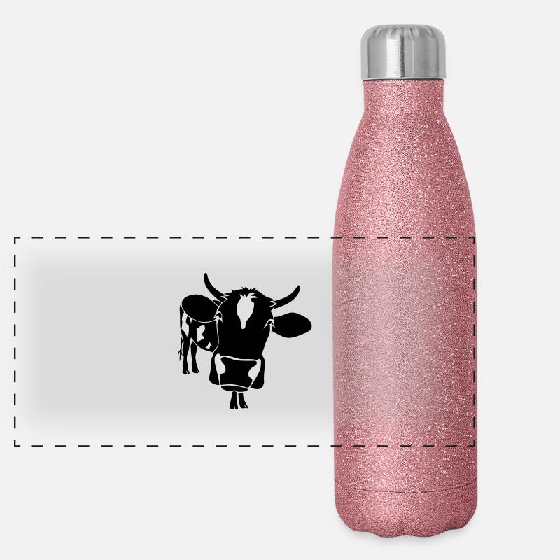kuh rind muh milch bauer farm alm heidi fleckvieh Panorama Glitzer Isolierflasche 500 ml