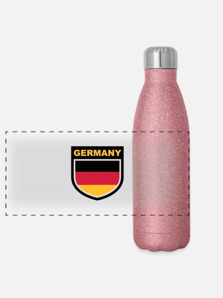germany_emblem - Gourde isotherme panoramique pailletée 500 ml - paillettes roses - Devant
