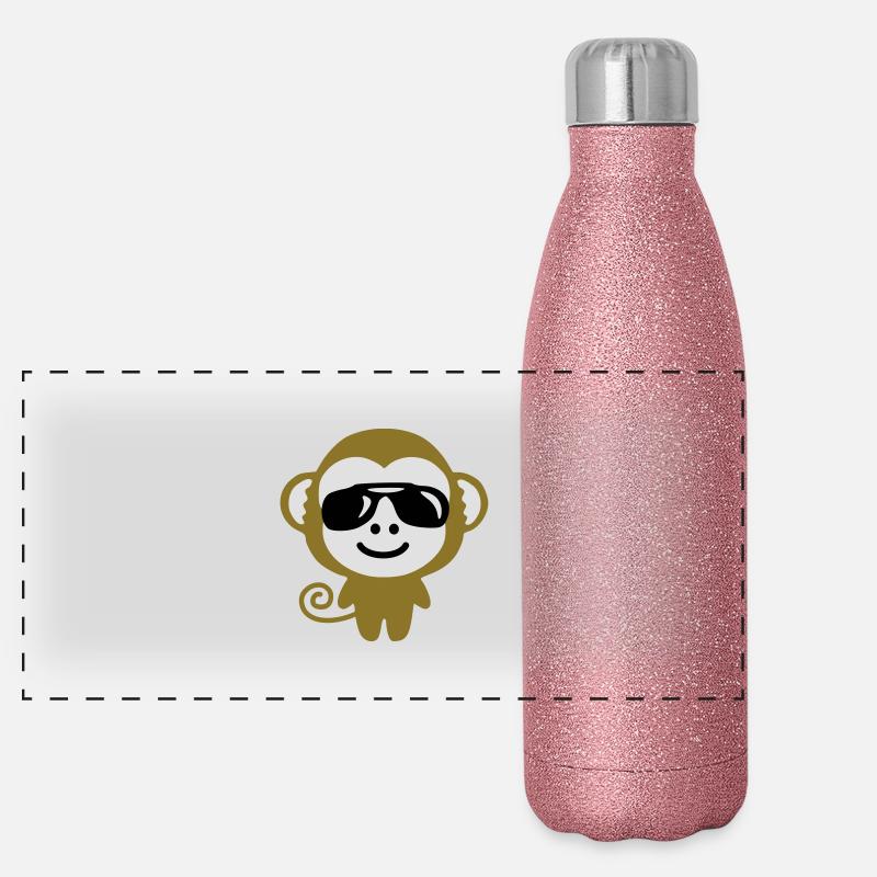 monkey suglasses Affe mit Sonnenbrille Panorama Glitzer Isolierflasche 500 ml
