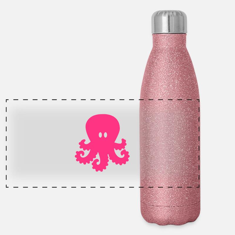 Krake Panorama Glitzer Isolierflasche 500 ml