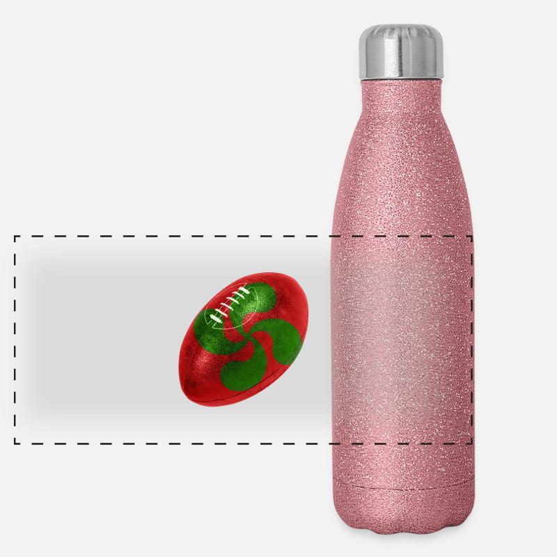 Ballon rugby Croix Basque Gourde isotherme panoramique pailletée 500 ml