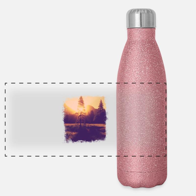 Soleil de la clairière des arbres Gourde isotherme panoramique pailletée 500 ml