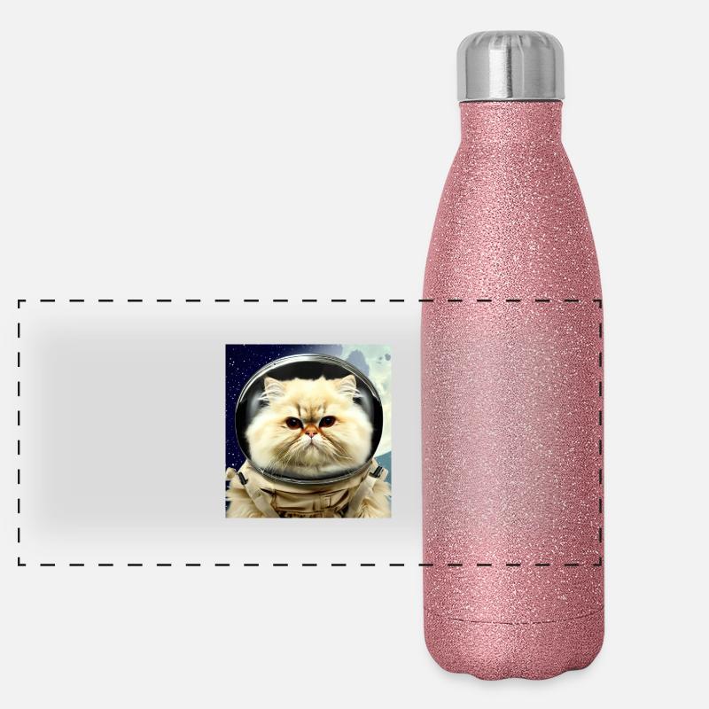 Le chat persan Negan en astronaute Gourde isotherme panoramique pailletée 500 ml