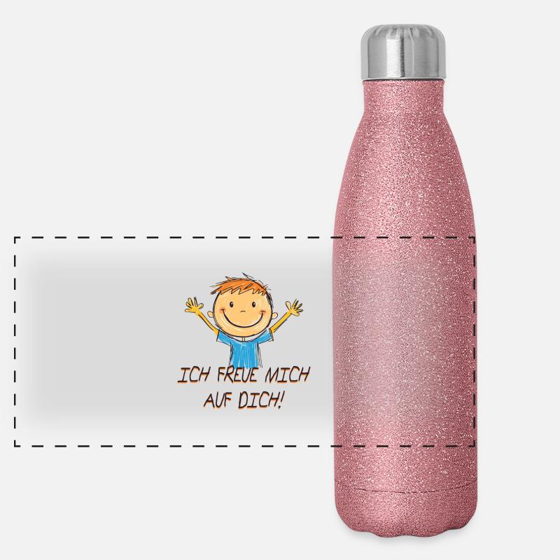 Ich freue mich auf dich Panorama Glitzer Isolierflasche 500 ml