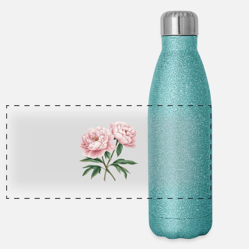 Pivoines Gourde isotherme panoramique pailletée 500 ml