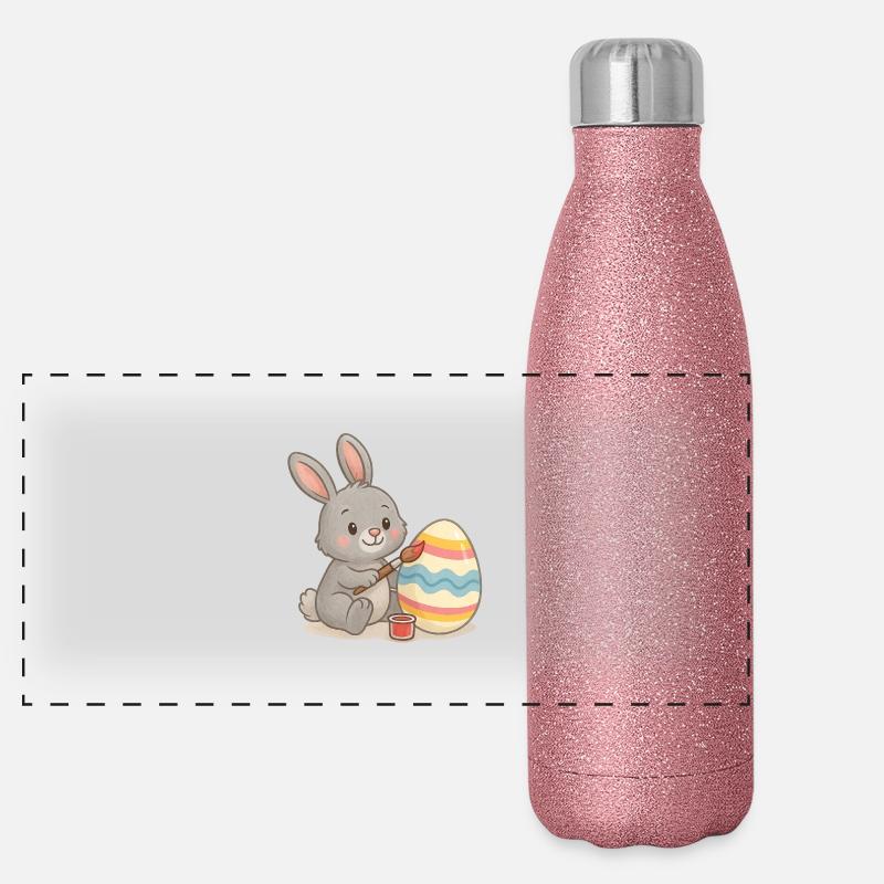 Oeuf peint lapin de Pâques - Design de Pâques mignon Gourde isotherme panoramique pailletée 500 ml