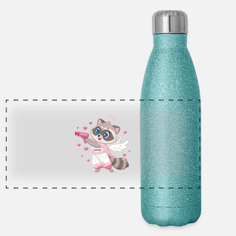 Amour raton laveur Cupidon Gourde isotherme panoramique pailletée 500 ml