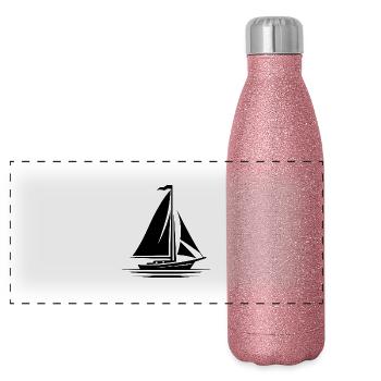 Segelboot Umriss - Panorama Glitzer Isolierflasche 500 ml - Pink Glitzer - Vorne