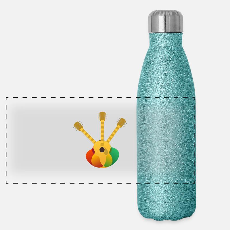 Abstrakte drei Akustikgitarre Panorama Glitzer Isolierflasche 500 ml