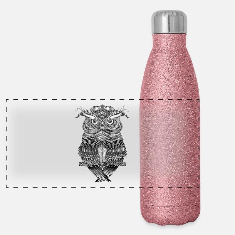 Eule Panorama Glitzer Isolierflasche 500 ml