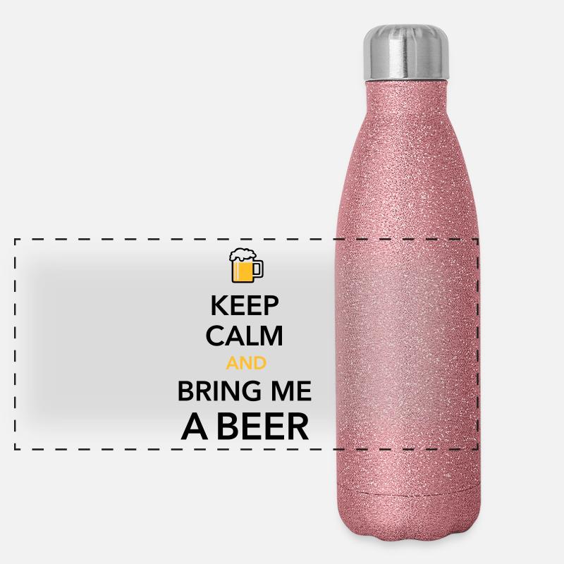 Keep calm bring me a Beer Biergarten durstig Grill Panorama Glitzer Isolierflasche 500 ml