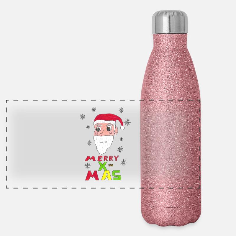 Weihnachtsmann Merry X-MAS Panorama Glitzer Isolierflasche 500 ml