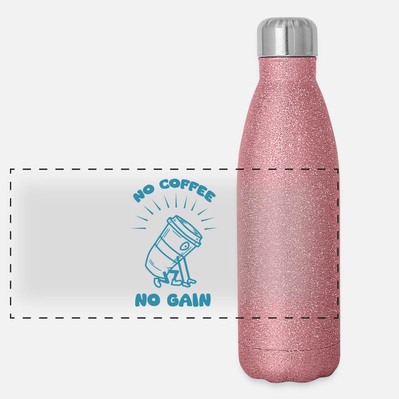 no coffee no gain Panorama Glitzer Isolierflasche 500 ml