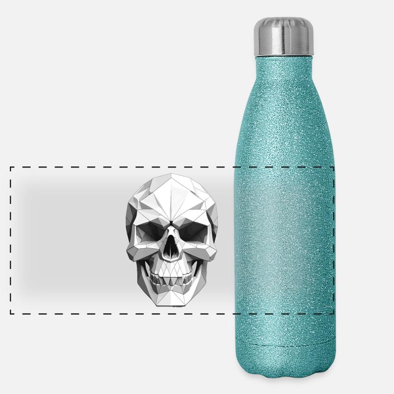 Crâne - Design Low Poly Gourde isotherme panoramique pailletée 500 ml