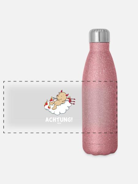 Engel_Teufel heiss - Panorama Glitzer Isolierflasche 500 ml - Pink Glitzer - Vorne