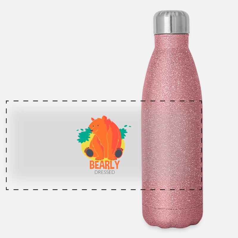 Bearly dressed- Bär Tier lustig Spruch Panorama Glitzer Isolierflasche 500 ml