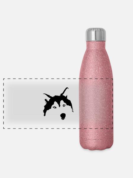 husky - Gourde isotherme panoramique pailletée 500 ml - paillettes roses - Devant