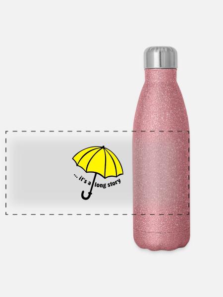 it's a long story / Regenschirm - Panorama Glitzer Isolierflasche 500 ml - Pink Glitzer - Vorne
