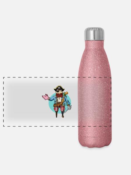 Pig-Hand - Panorama Glitzer Isolierflasche 500 ml - Pink Glitzer - Vorne