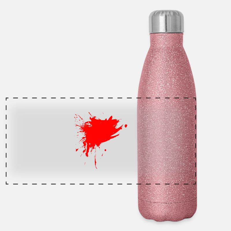Peinture tache éclaboussée de saleté rouge Gourde isotherme panoramique pailletée 500 ml
