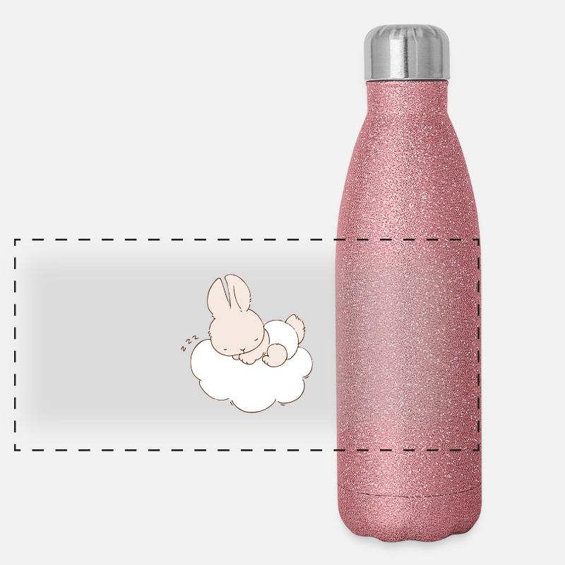 Baby Bunny sleeping on cloud Panoramic Glitter Thermal Bottle 500 ml