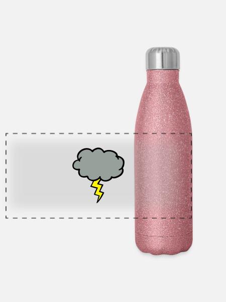 Sturmwolke Gewitterwolke Blitz Blitz - Panorama Glitzer Isolierflasche 500 ml - Pink Glitzer - Vorne