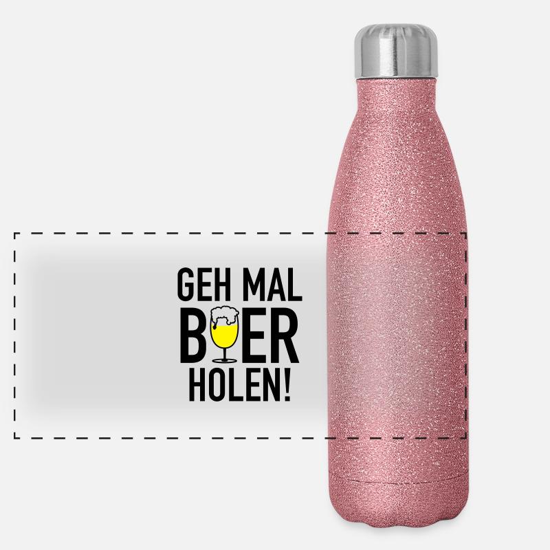 Geh mal Bier holen - weiß Panorama Glitzer Isolierflasche 500 ml