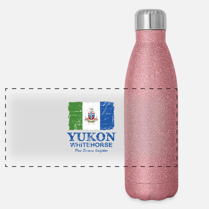 Yukon Flag - Canada - Vintage Look Panorama Glitzer Isolierflasche 500 ml